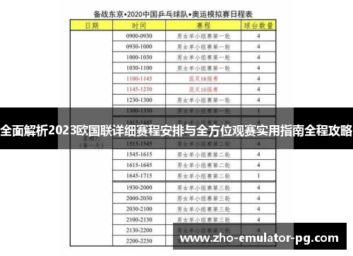 全面解析2023欧国联详细赛程安排与全方位观赛实用指南全程攻略 全面解析2023欧国联详细赛程安排与全方位观赛实用指南全程攻略